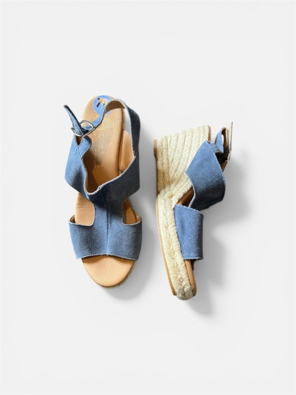 Womens Blue Espadrille Wedge Sandals